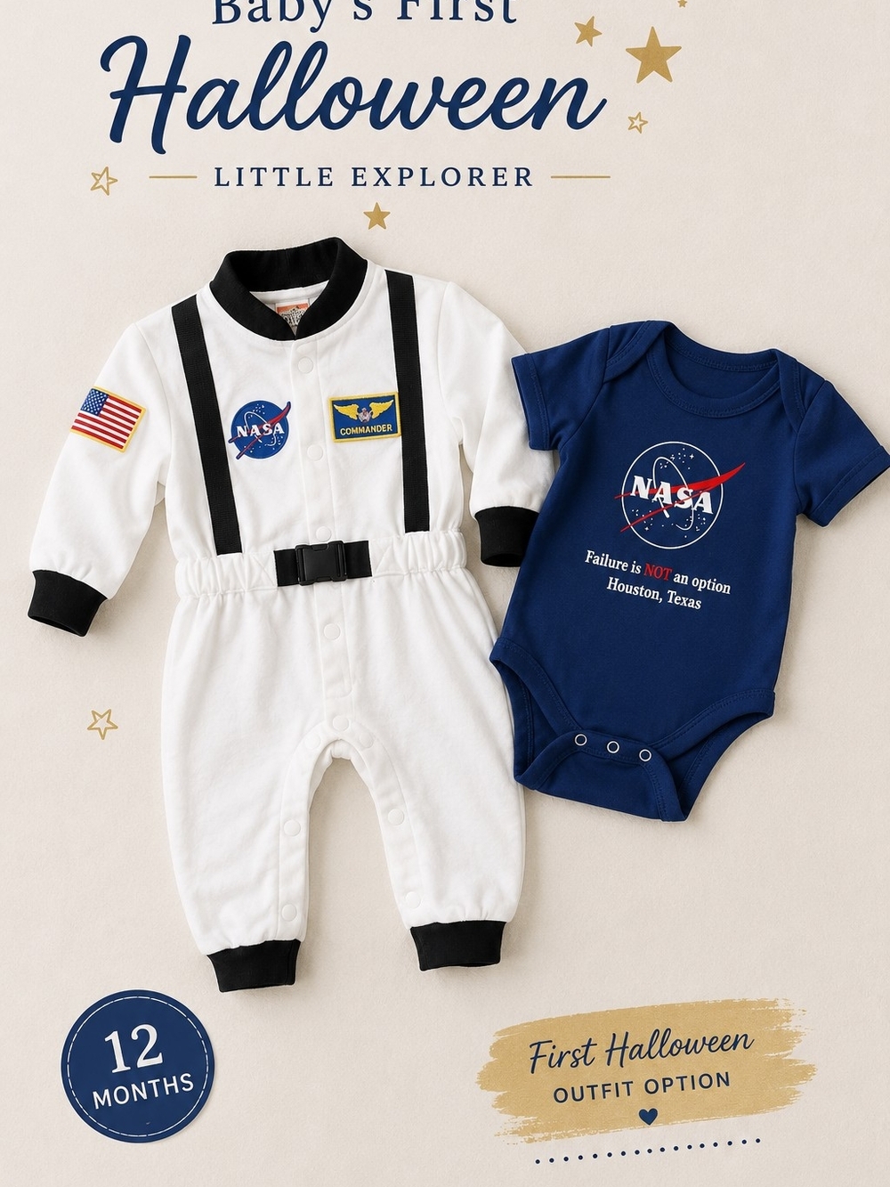 🧸12M NASA Halloween Infant Costume Romper & Bodysuit Set Bundle Outfit Inspo